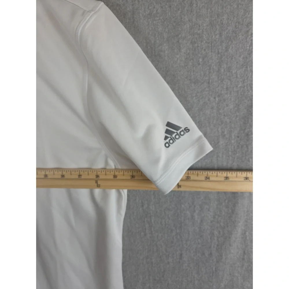 Adidas‎ Golf Mens M White Multi Sport T Shirt Active Stretch Sleeve Logo NEW